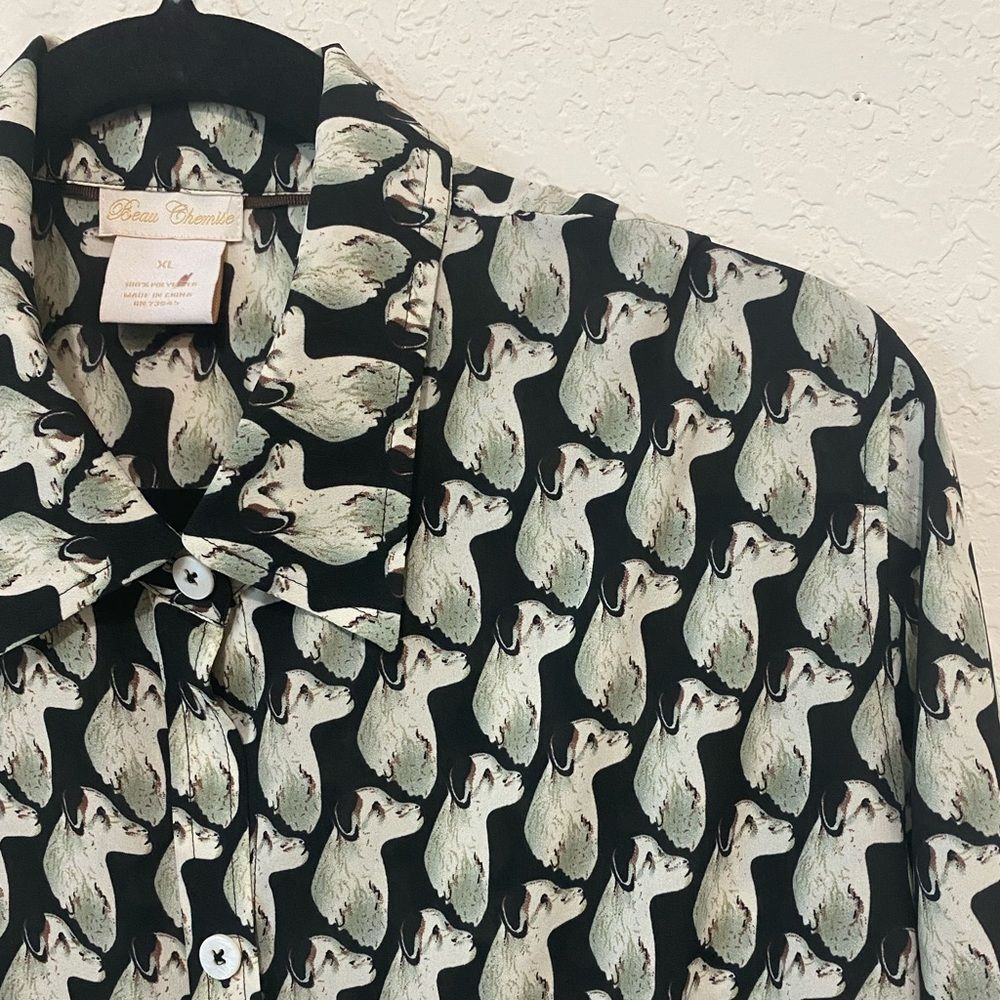 Beau Chemise Dog Print Button Down Top Size Extra Large